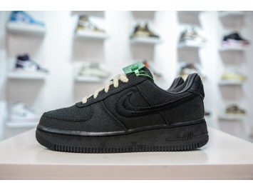 HY 나이키 x 스투시 에어포스 1 로우 트리플 블랙 CZ9084-001